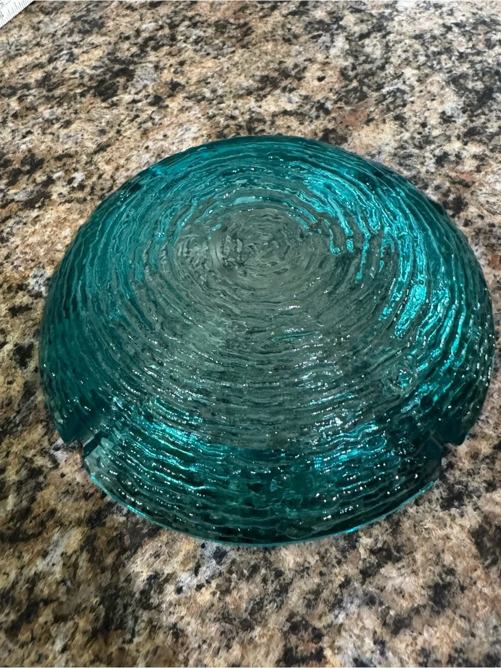Vintage Anchor Hocking Soreno Aqua Blue Glass Ashtray 6 1/2” MCM